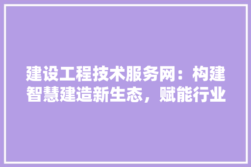 建设工程技术服务网：构建智慧建造新生态，赋能行业发展