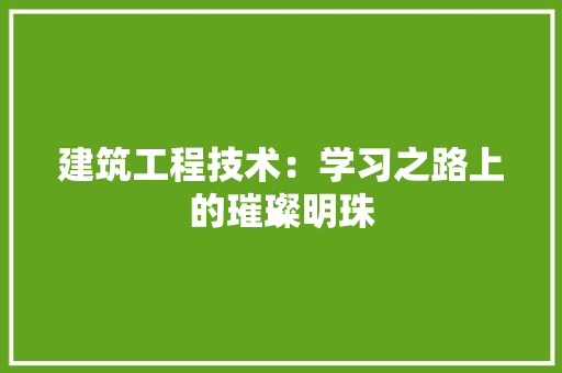 建筑工程技术：学习之路上的璀璨明珠 中式风格装饰