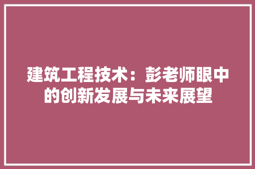 建筑工程技术：彭老师眼中的创新发展与未来展望 中式风格装饰