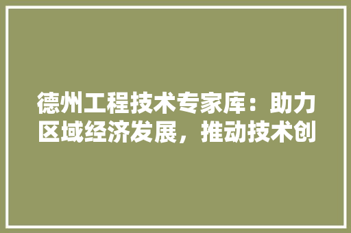 德州工程技术专家库：助力区域经济发展，推动技术创新 中式风格装饰
