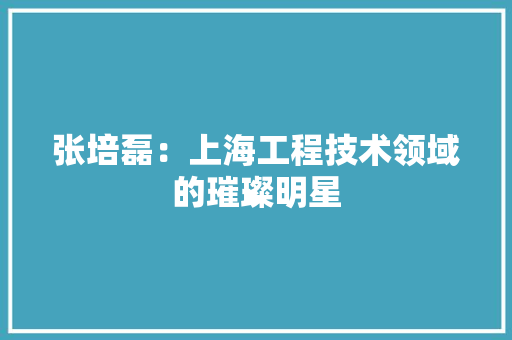 张培磊：上海工程技术领域的璀璨明星 中式风格装饰