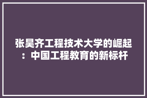 张昊齐工程技术大学的崛起：中国工程教育的新标杆 中式风格装饰