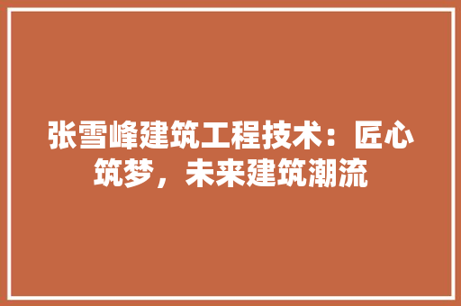 张雪峰建筑工程技术：匠心筑梦，未来建筑潮流