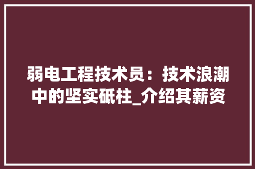 弱电工程技术员：技术浪潮中的坚实砥柱_介绍其薪资待遇与发展前景 中式风格装饰