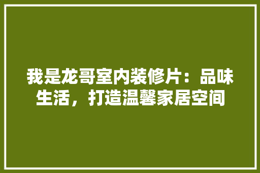 我是龙哥室内装修片：品味生活，打造温馨家居空间 中式风格装饰