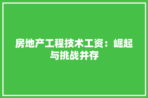 房地产工程技术工资：崛起与挑战并存