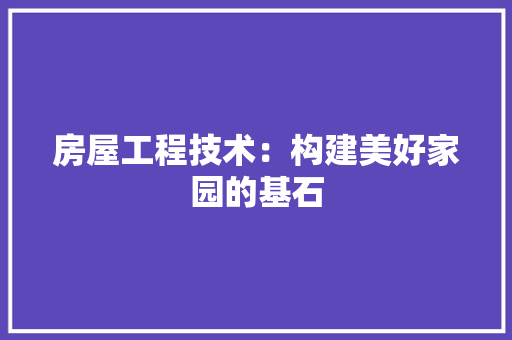 房屋工程技术：构建美好家园的基石 中式风格装饰