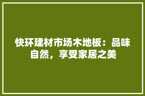 快环建材市场木地板：品味自然，享受家居之美 中式风格装饰