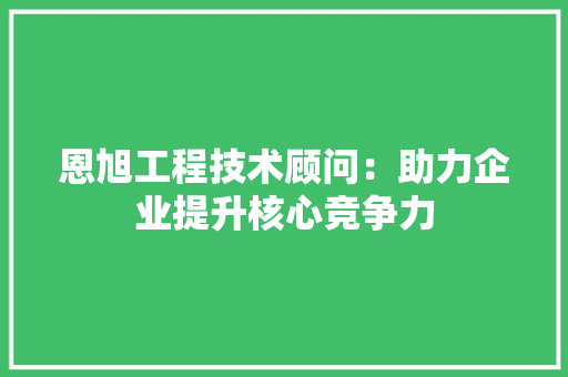 恩旭工程技术顾问：助力企业提升核心竞争力