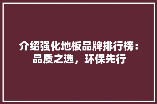 介绍强化地板品牌排行榜：品质之选，环保先行 家居装修