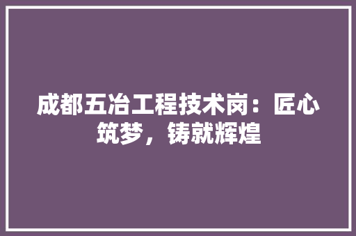 成都五冶工程技术岗：匠心筑梦，铸就辉煌 中式风格装饰