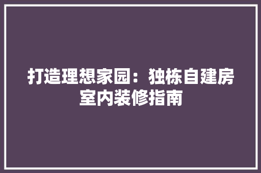 打造理想家园：独栋自建房室内装修指南 室内设计