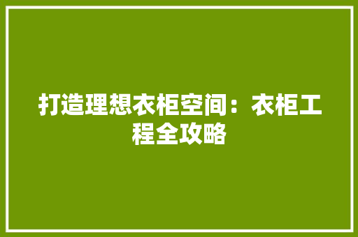 打造理想衣柜空间：衣柜工程全攻略 室内设计