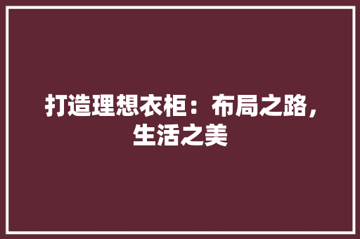 打造理想衣柜：布局之路，生活之美 室内设计