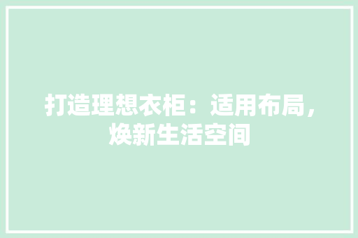 打造理想衣柜：适用布局，焕新生活空间 室内设计