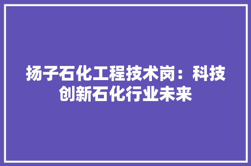 扬子石化工程技术岗：科技创新石化行业未来