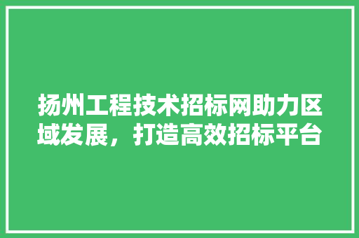 扬州工程技术招标网助力区域发展，打造高效招标平台 室内设计