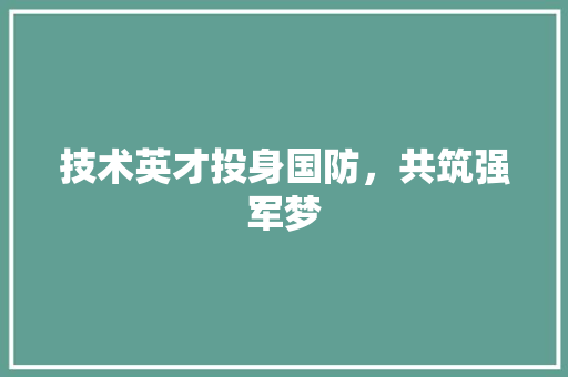 技术英才投身国防，共筑强军梦