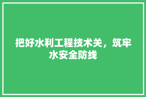 把好水利工程技术关，筑牢水安全防线 室内设计