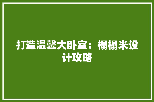 打造温馨大卧室：榻榻米设计攻略 室内设计