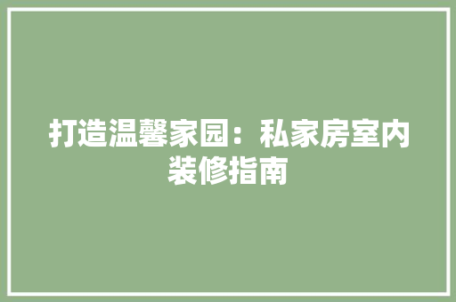 打造温馨家园：私家房室内装修指南 室内设计