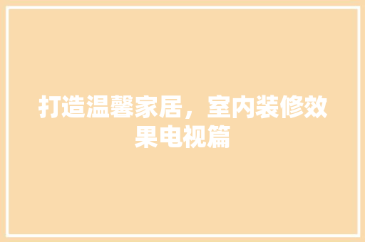 打造温馨家居，室内装修效果电视篇 室内设计