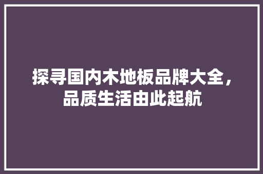 探寻国内木地板品牌大全，品质生活由此起航