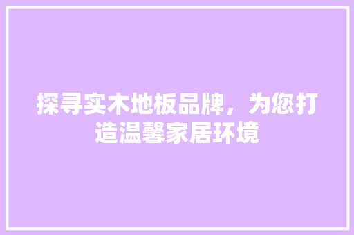 探寻实木地板品牌，为您打造温馨家居环境 室内设计