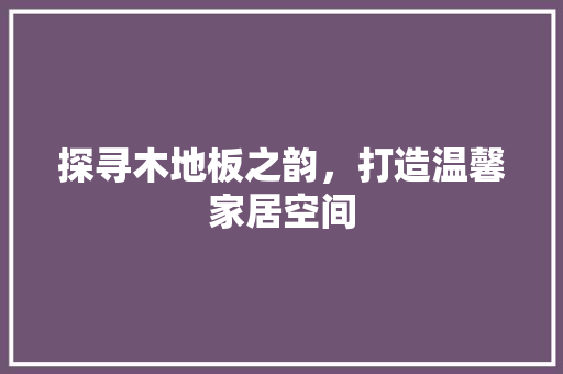 探寻木地板之韵，打造温馨家居空间 室内设计