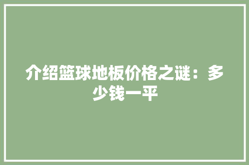 介绍篮球地板价格之谜：多少钱一平 家居装修