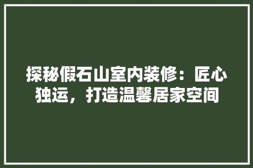 探秘假石山室内装修：匠心独运，打造温馨居家空间 室内设计