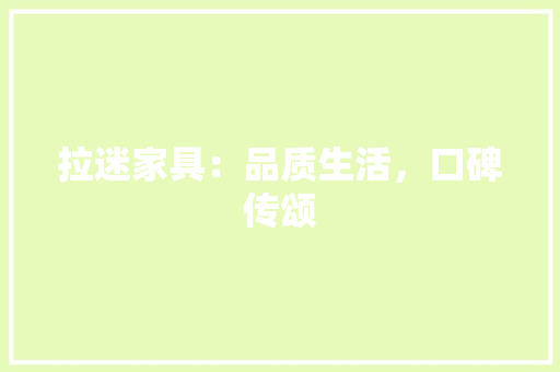 拉迷家具：品质生活，口碑传颂 室内设计