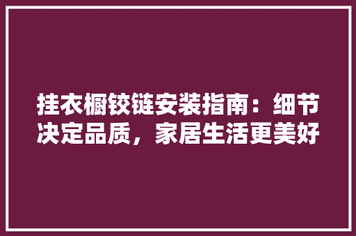 挂衣橱铰链安装指南：细节决定品质，家居生活更美好 室内设计