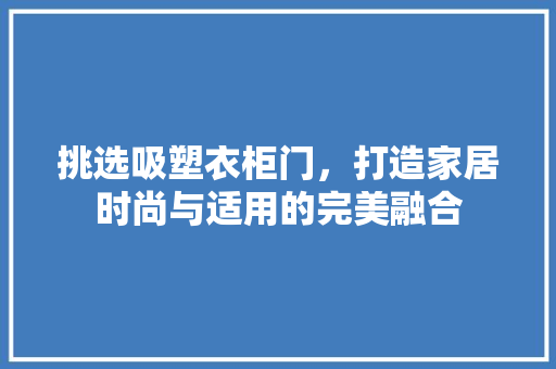 挑选吸塑衣柜门，打造家居时尚与适用的完美融合 室内设计