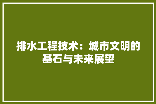 排水工程技术：城市文明的基石与未来展望 室内设计