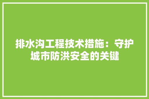 排水沟工程技术措施：守护城市防洪安全的关键