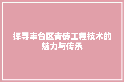 探寻丰台区青砖工程技术的魅力与传承 室内设计