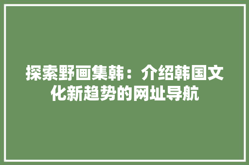 探索野画集韩：介绍韩国文化新趋势的网址导航 室内设计