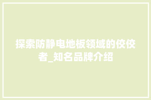 探索防静电地板领域的佼佼者_知名品牌介绍 室内设计