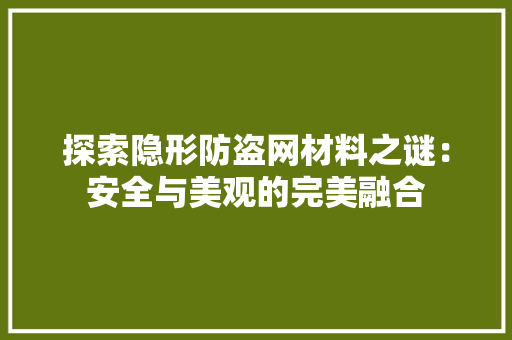 探索隐形防盗网材料之谜：安全与美观的完美融合 室内设计