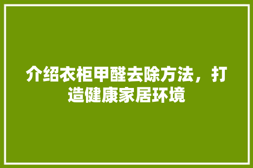 介绍衣柜甲醛去除方法，打造健康家居环境 家居装修