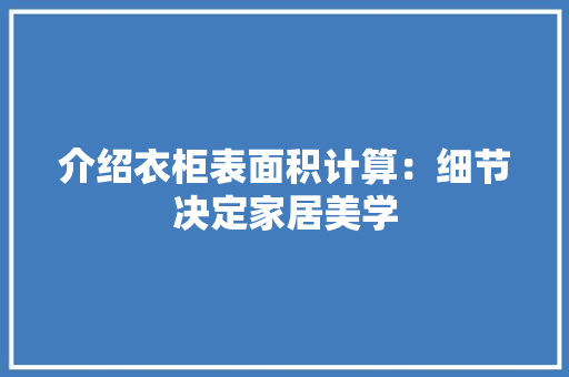 介绍衣柜表面积计算：细节决定家居美学 家居装修
