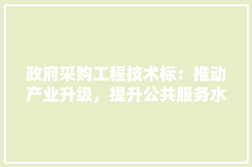 政府采购工程技术标：推动产业升级，提升公共服务水平 室内设计
