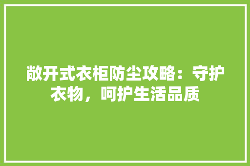 敞开式衣柜防尘攻略：守护衣物，呵护生活品质 室内设计