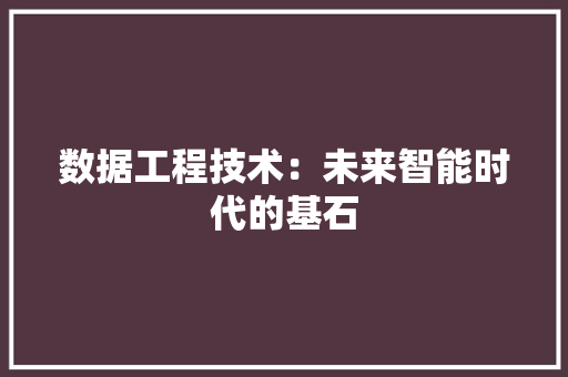 数据工程技术：未来智能时代的基石 室内设计