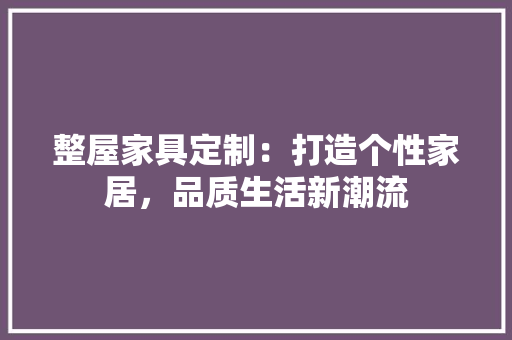 整屋家具定制：打造个性家居，品质生活新潮流 室内设计