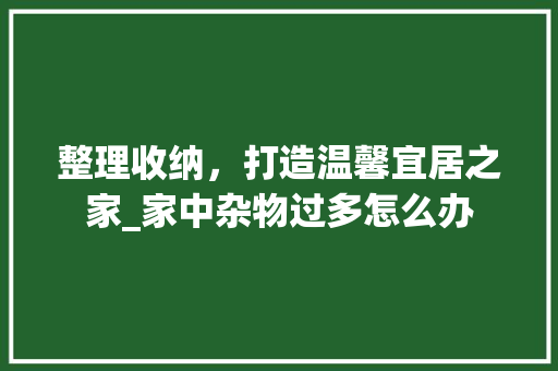 整理收纳，打造温馨宜居之家_家中杂物过多怎么办 室内设计
