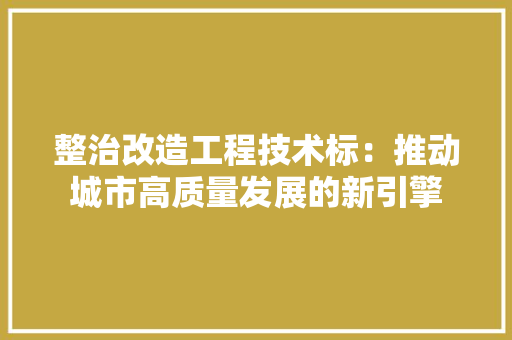 整治改造工程技术标：推动城市高质量发展的新引擎 室内设计