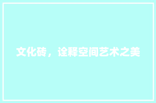 文化砖，诠释空间艺术之美 室内设计