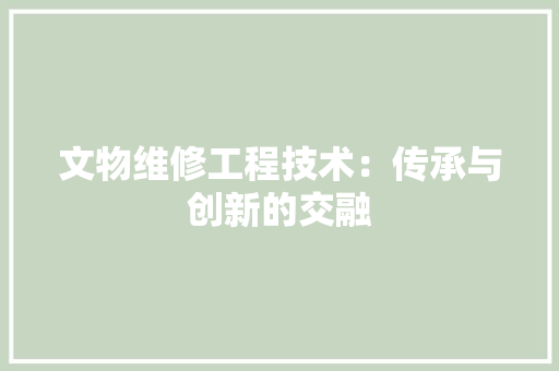 文物维修工程技术：传承与创新的交融 室内设计